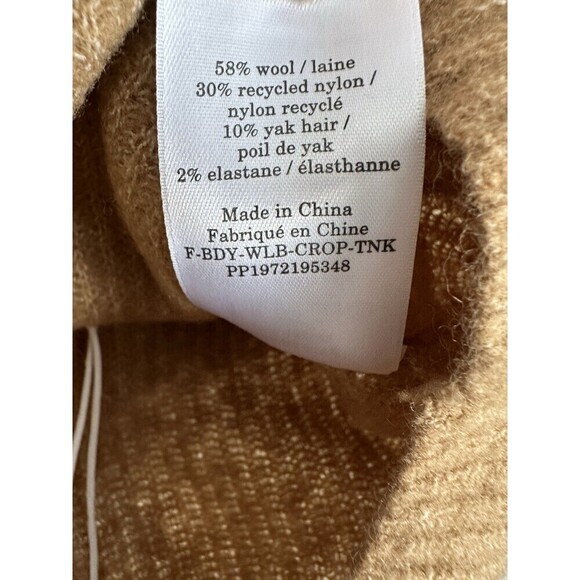 NEW Everlane The Cozy Stretch Tank Women's Size XS Brown Yak Wool Blend Cropped - Picture 5 of 5